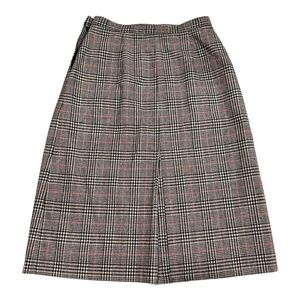 Pendleton Vintage Wool Blend Plaid Skirt Size 12 Houndstooth Red Check